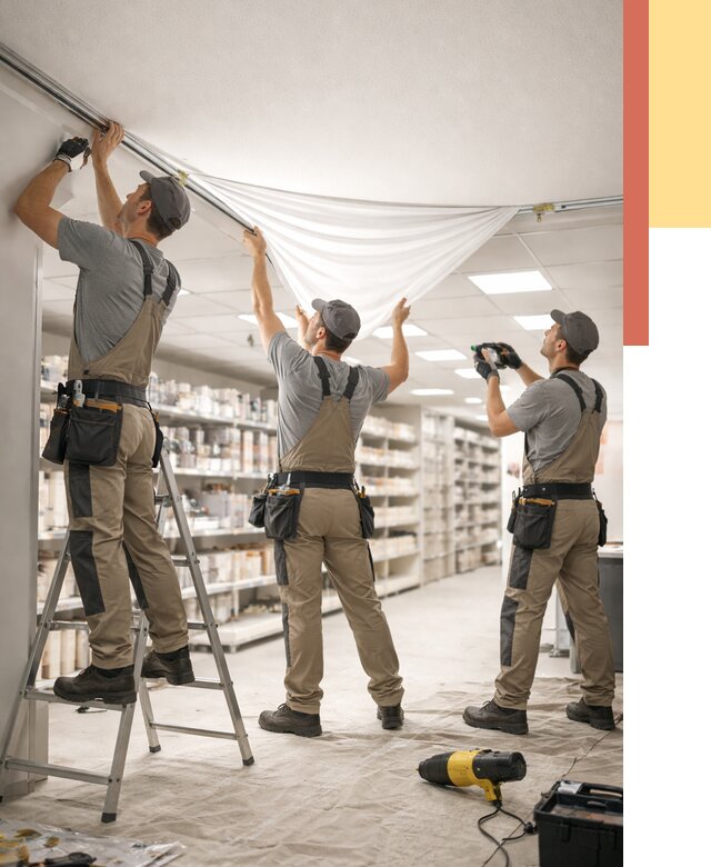 Монтаж натяжного потолка в магазине в Электростали от 4559 руб. быстро и недорого | ОТДЕЛОЧНИК-Элк