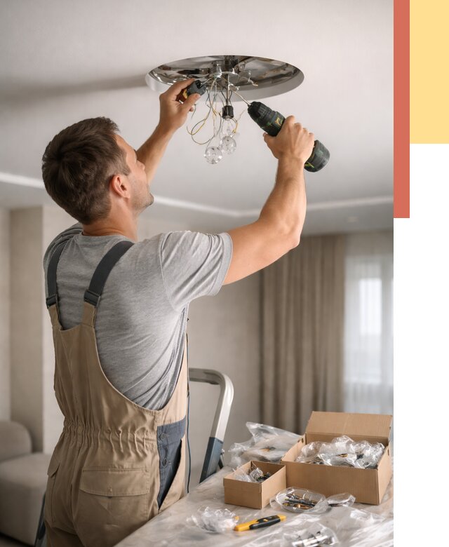 Установка люстры в натяжной потолок в Электростали от 1216 руб. | Быстро и недорого — ОТДЕЛОЧНИК-Элк