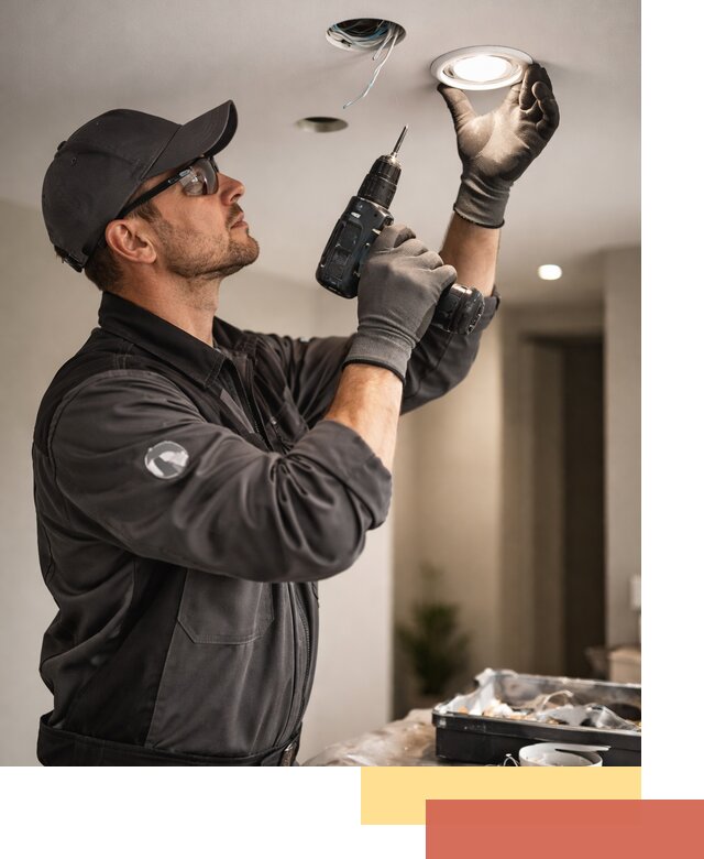 Установка точечных светильников в натяжной потолок в Электростали