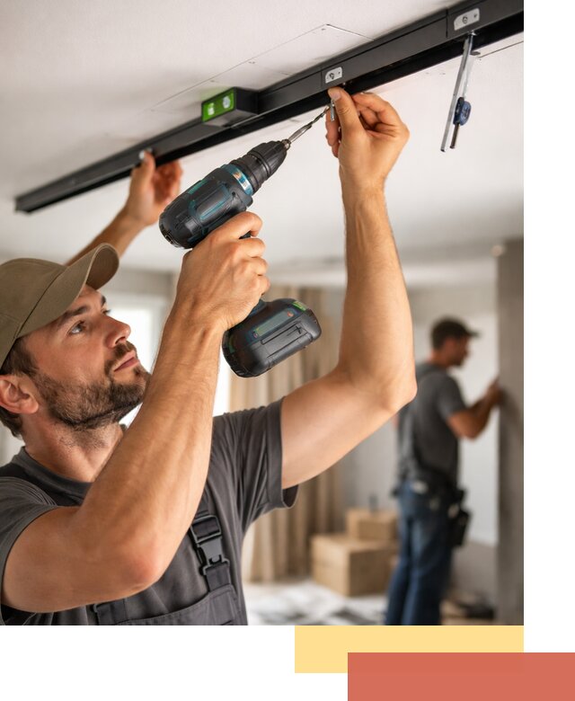 Установка трековых светильников в натяжной потолок в Электростали