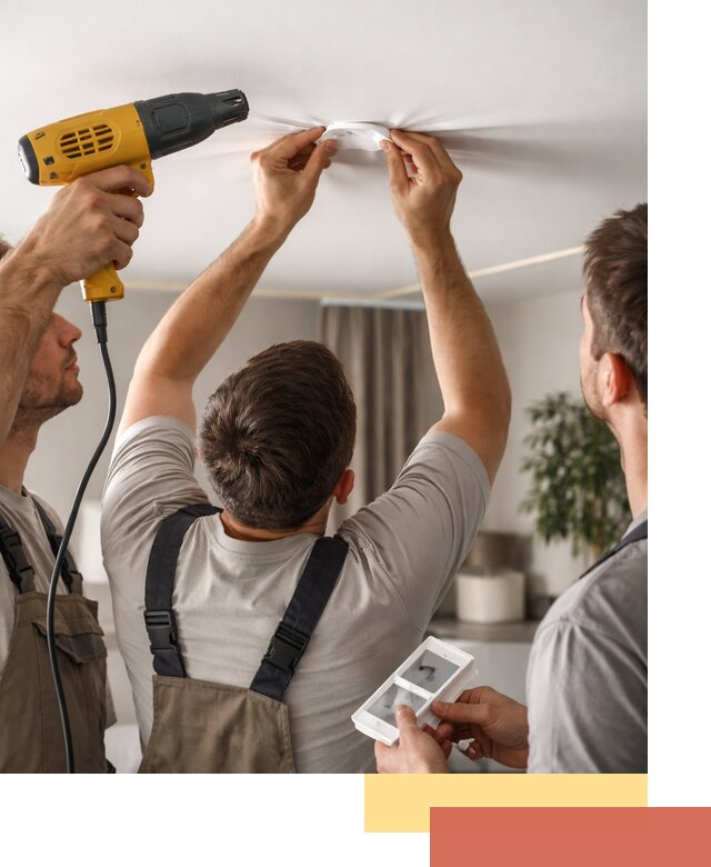 Ремонт прокола полотна натяжного потолка в Электростали