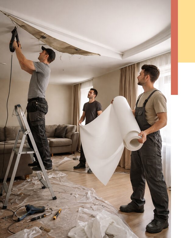 Замена полотна натяжного потолка в Электростали от 9624 руб. быстро и недорого | ОТДЕЛОЧНИК-Элк