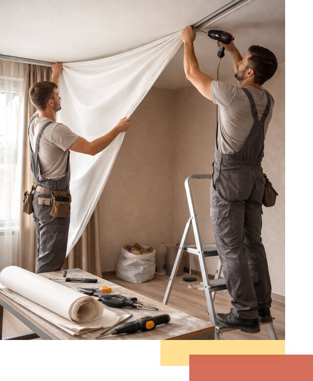 Замена полотна натяжного потолка в Электростали быстро и качественно