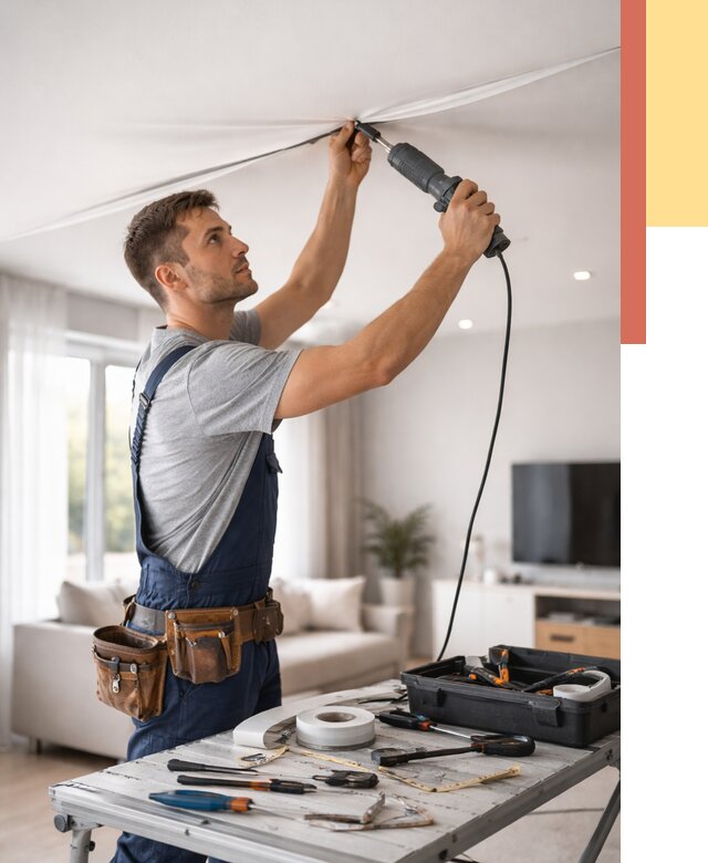 Ремонт натяжных потолков в Электростали от 9624 руб. под ключ — ОТДЕЛОЧНИК-Элк