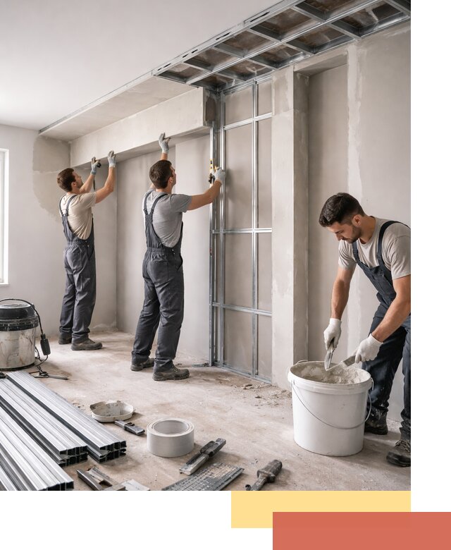 Монтаж потолка из гипсокартона с нишей в Электростали