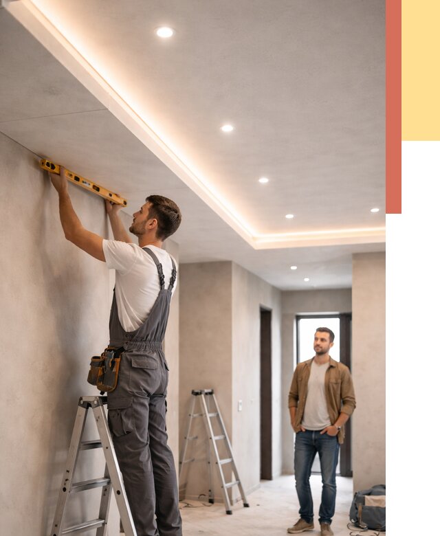 Потолок из гипсокартона с подсветкой в Электростали от 760 руб./м2 под ключ | ОТДЕЛОЧНИК-Элк