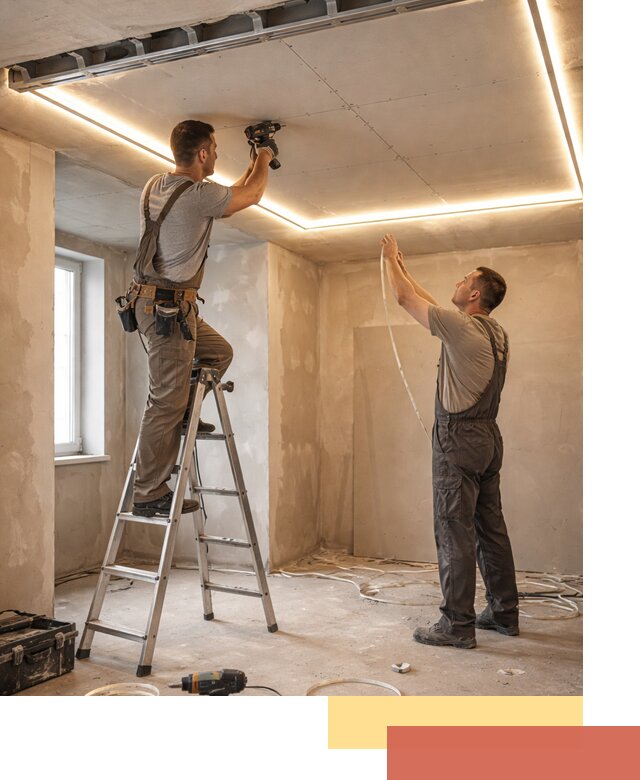 Потолок из гипсокартона с подсветкой в Электростали