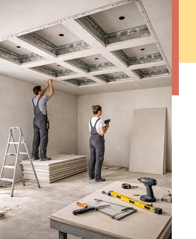 Кессонный потолок из гипсокартона в Электростали от 1874 руб. — монтаж и под ключ | ОТДЕЛОЧНИК-Элк