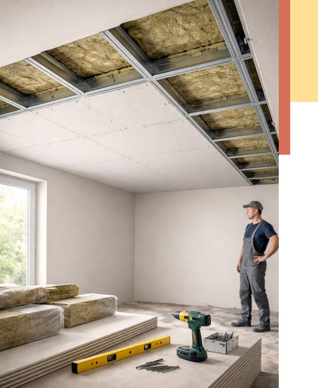 Звукоизоляция потолка ГКЛ в Электростали от 962 руб. — монтаж под ключ | ОТДЕЛОЧНИК-Элк