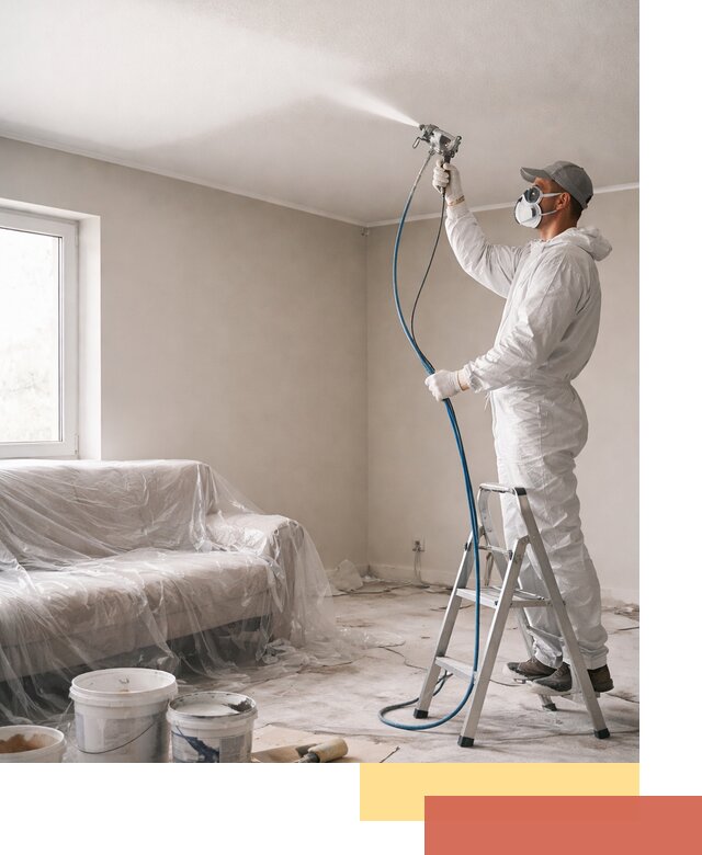 Покраска потолка краскопультом в Электростали быстро и качественно