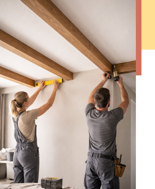 Монтаж декоративных балок на потолок в Электростали от 4255 руб. — ОТДЕЛОЧНИК-Элк